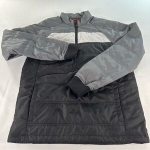 Cutter & Buck Jacket Mens Small Black Gray 1/4 Zip Puffer Pullover Casual Preppy